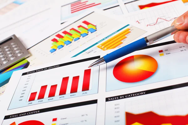 stock image Graphs, charts, business table.