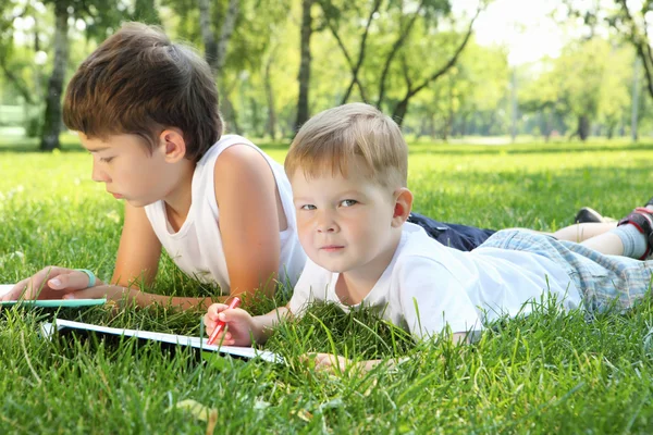 stock image Two brothers together in the park