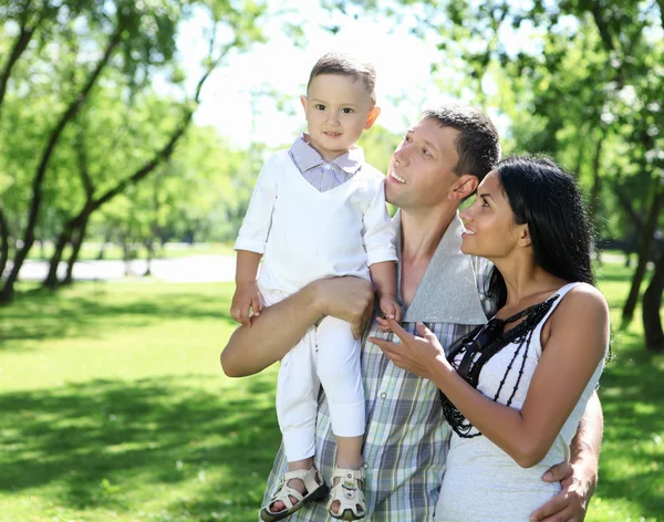 Familie samen in de zomer park — Stockfoto