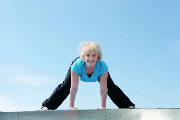 stock image Portrait of a senior woman doing yoga