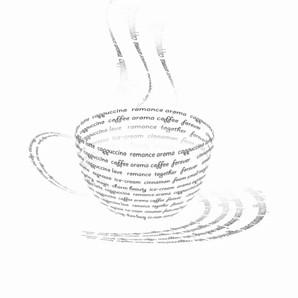 Кавова чашка, складена словами — стокове фото