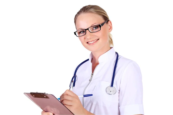Giovane medico femminile con stetoscopio — Foto Stock