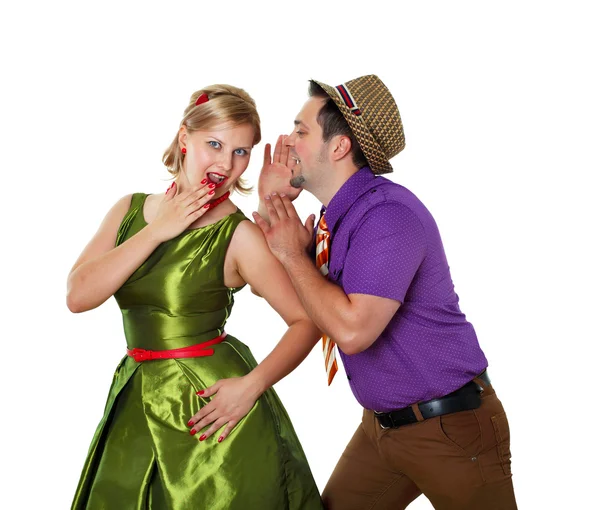 Tineri cuplu de dans în uzură de culoare strălucitoare — Fotografie, imagine de stoc