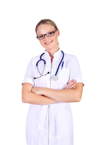 Fiatal női orvos sztetoszkóppal — Stock Fotó