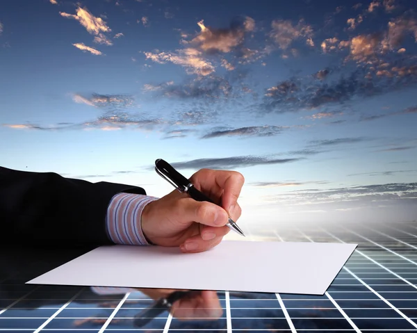 stock image Businessman hand signing documents