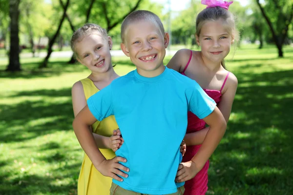 Дети играют в летнем парке — стоковое фото