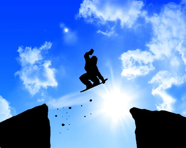 Hombre saltando sobre las rocas —  Fotos de Stock