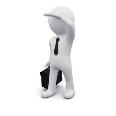 3D man standing and looking forward clipart