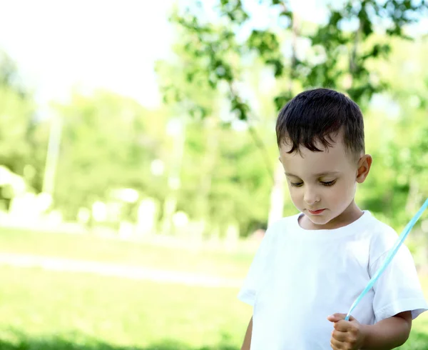 Портрет маленького мальчика в парке — стоковое фото