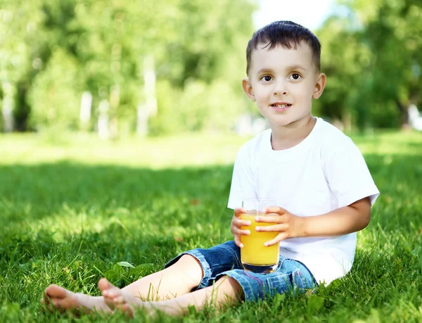 Porträt eines kleinen Jungen im Park — Stockfoto