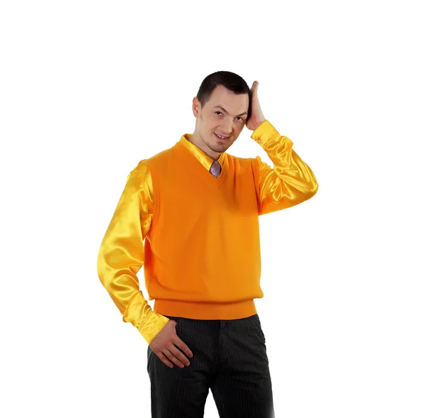 Young happy man in bright colour wear — Stock Photo, Image