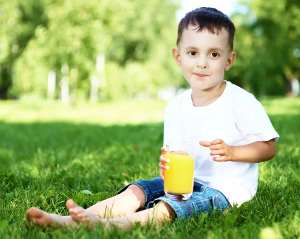 Porträt eines kleinen Jungen im Park — Stockfoto