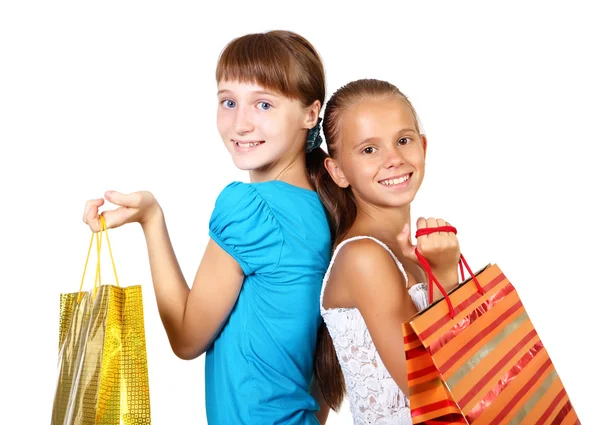 Belle ragazze adolescenti con borse della spesa — Foto Stock
