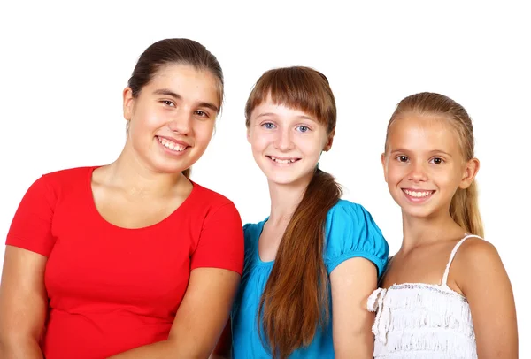 Tre tonårsflickor tillsammans — Stockfoto