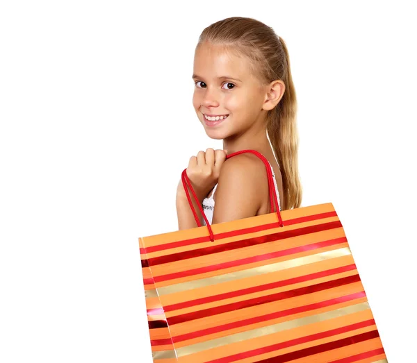Jolie adolescente avec des sacs à provisions — Photo