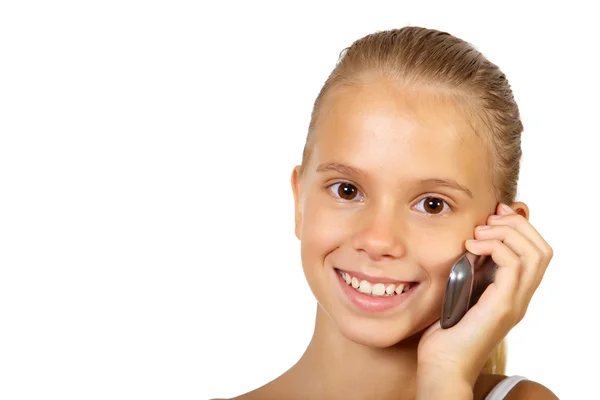 A mobiltelefon nagyon tizenéves lány — Stock Fotó