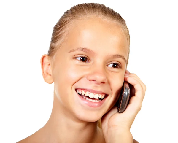 Bastante adolescente con teléfono móvil —  Fotos de Stock