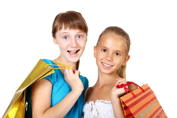 Bastante adolescentes con bolsas de compras —  Fotos de Stock