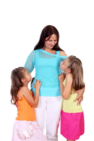 Mother with her two daughters in studio — Stock Photo, Image