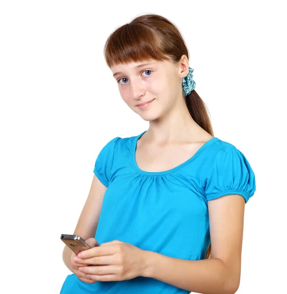 かなり十代の少女の携帯電話 — ストック写真