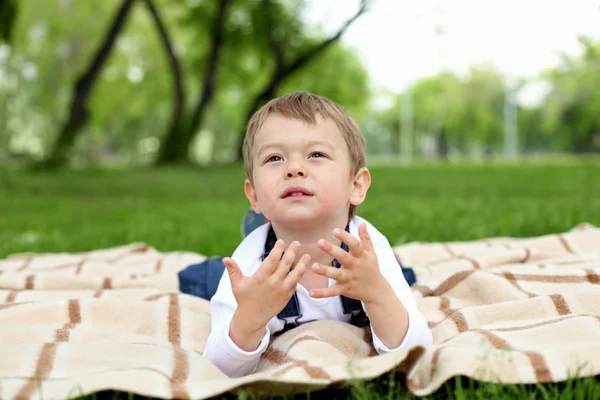 Portrait of a boy in the park — Stock Photo, Image