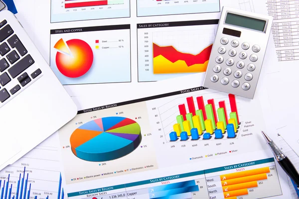 stock image Graphs, charts, business table.