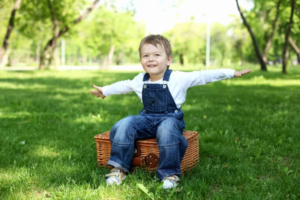 Porträtt av en pojke i parken — Stockfoto
