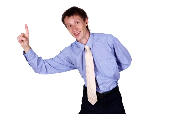 Business man gesturing in studio — Stock Photo, Image