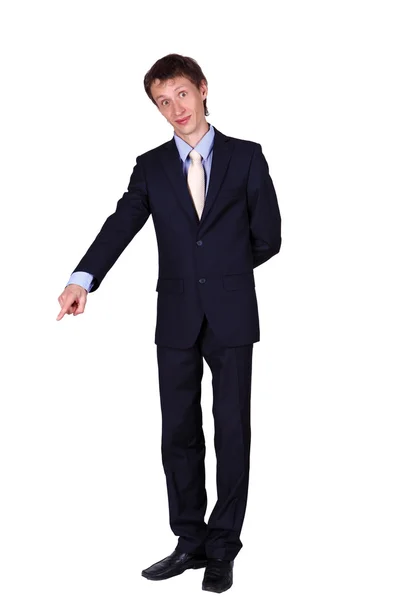 Business man gesturing in studio Stock Picture