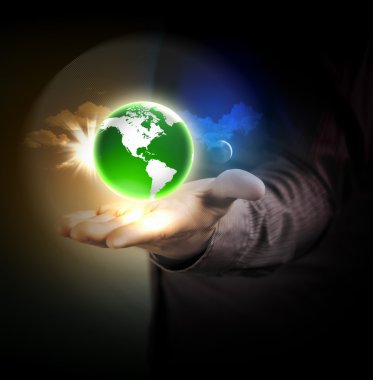 Human hand holding earth clipart