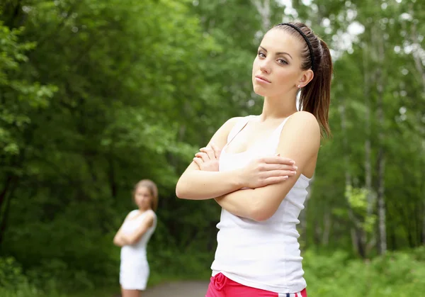 stock image Young woman doing sport outdoors