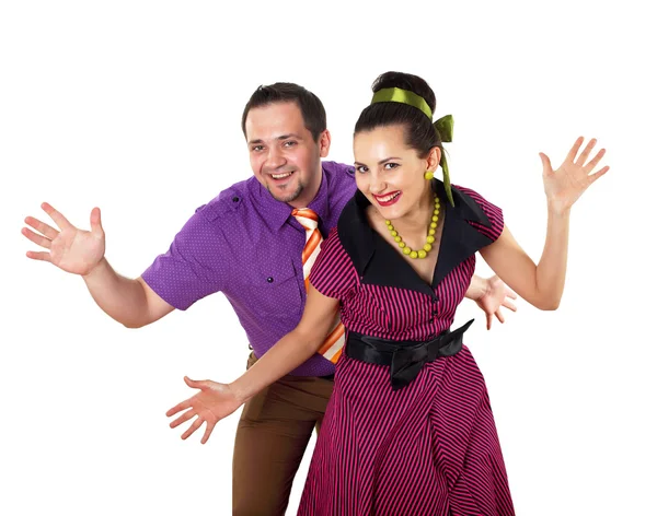 Nosí mladý taneční pár ve světlé barvě — Stock fotografie