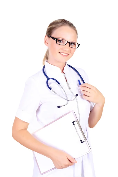 Young female doctor with stethoscope Royalty Free Stock Photos