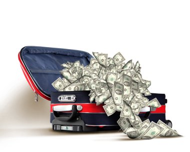 Suitcase full of banknotes clipart