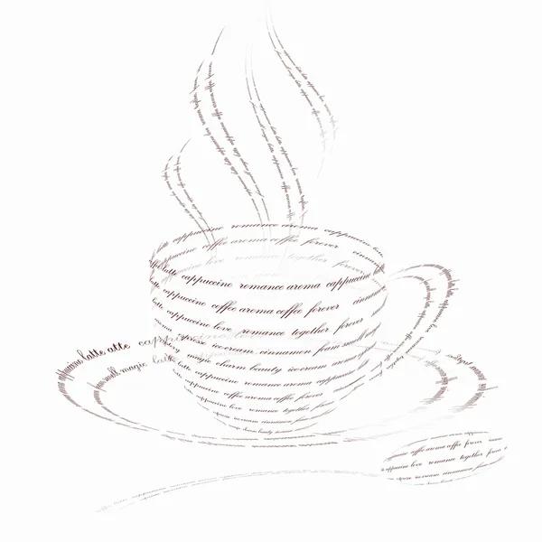 Xícara de café feita com palavras — Fotografia de Stock