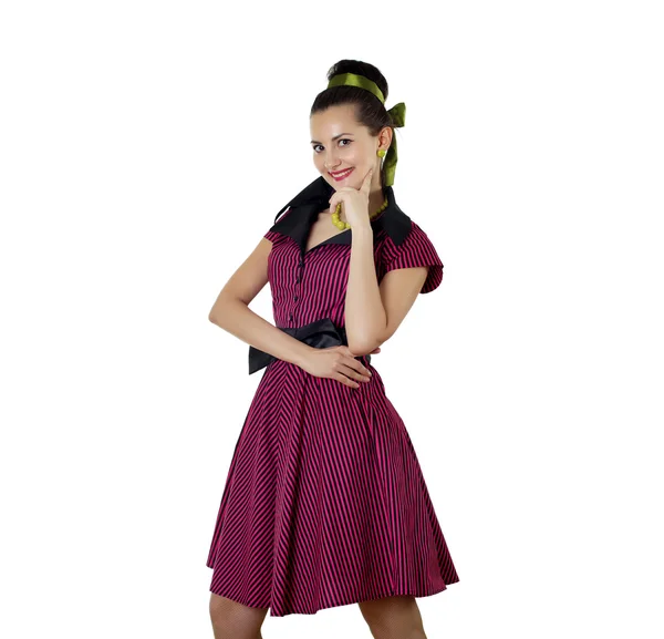 Mujer joven en vestido de color brillante —  Fotos de Stock
