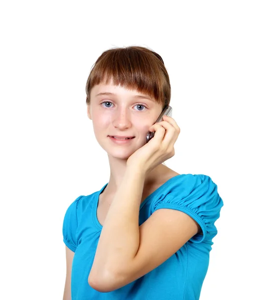 Bastante adolescente con teléfono móvil —  Fotos de Stock