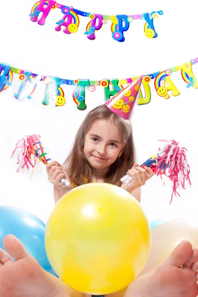 Birthday girl and gifts — Stock Photo, Image