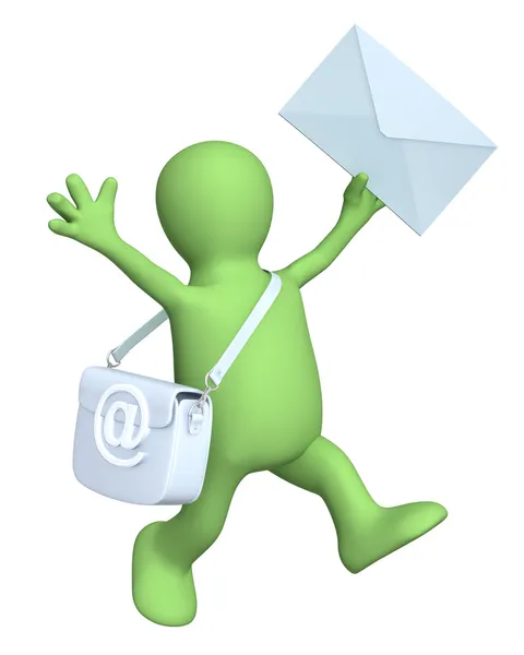 3d puppet a symbol email and letter. — Stock Photo, Image
