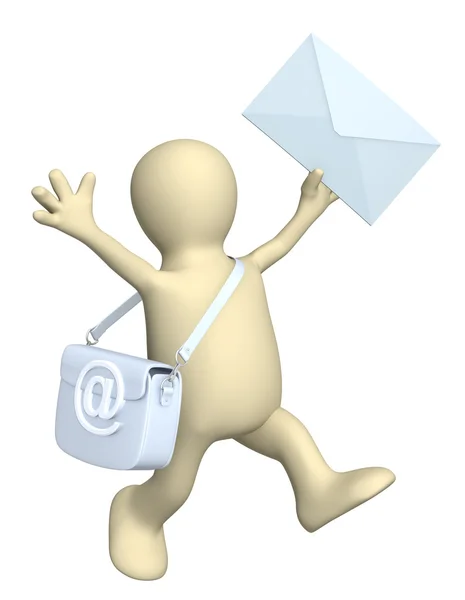 Fantoche 3d um símbolo de e-mail e carta . — Fotografia de Stock