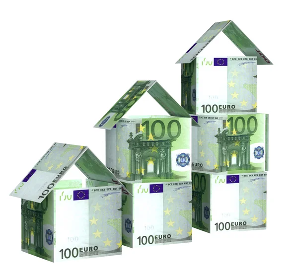 Hus från eurosedlar — Stockfoto