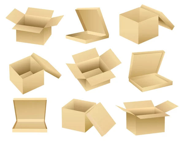 Collecte vectorielle de boîtes vides ouvertes — Image vectorielle