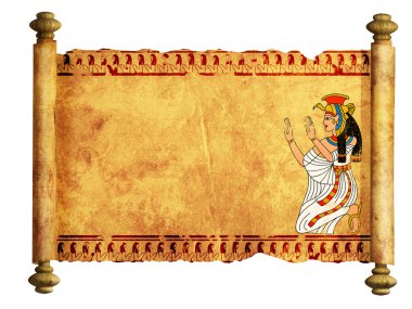 Scroll with Egyptian goddess Isis image clipart