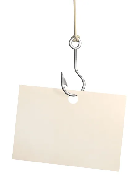 Лист бумаги на рыболовный крючок — стоковое фото