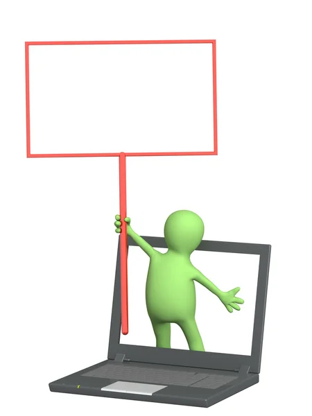 Puppet with information board — Stock Photo, Image