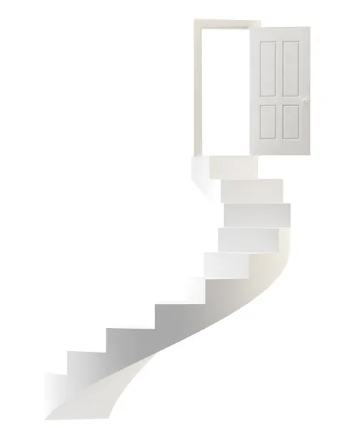 Puerta y escalera de color blanco —  Fotos de Stock