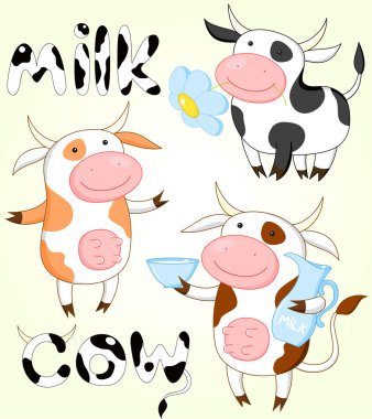 Vector collection of funny cows clipart