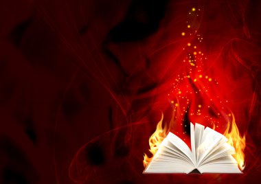 Book of magic fire clipart