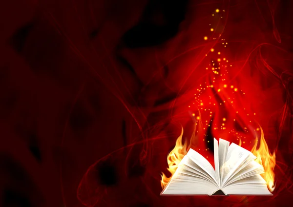 Kitap sihirli fire — Stok fotoğraf