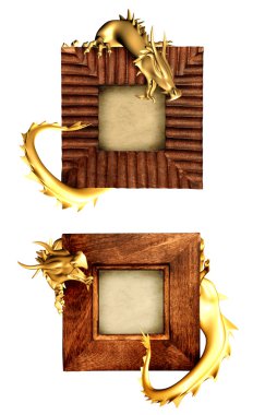 Dragons and wooden frames clipart